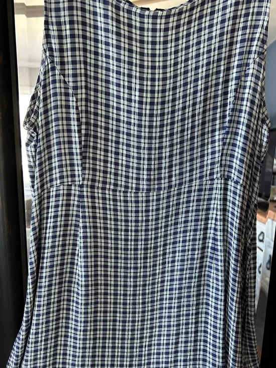 American Eagle Outfitters Navy and White Plaid Mini Dress Vintage Size 10 - Picture 2 of 9